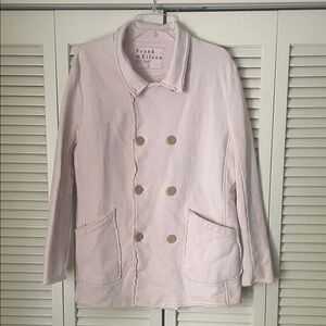 Frank & Eileen Belfast sweatshirt peacoat Sz L light pink raw hems 100% cotton
